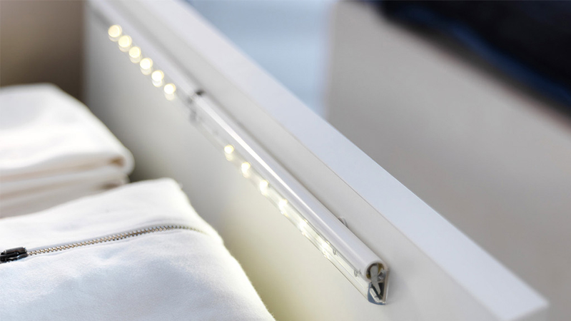 Illustration for article titled Ikea's LED Strips Automatically Illuminate the Deepest Darkest Drawers
